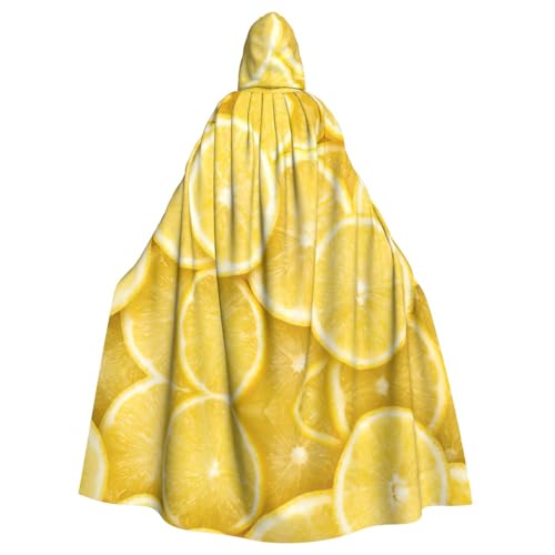 DUWAA Halloween-Kapuzenumhang mit gelbem Zitronen-Druck, volle Länge, Unisex, für Männer und Frauen, für Halloween, Cosplay DUWAA Halloween-Kapuzenumhang mit gelbem Zitronen-Druck, volle Länge, Unisex, für Männer und Frauen, für Halloween, Cosplay von DUWAA