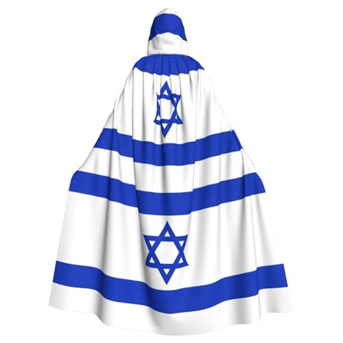 DUWAA Halloween-Kapuzenumhang mit israelischer Flagge, volle Länge, Unisex, Umhang für Männer und Frauen, für Halloween, Cosplay DUWAA Halloween-Kapuzenumhang mit israelischer Flagge, volle Länge, Unisex, Umhang für Männer und Frauen, für Halloween, Cosplay von DUWAA