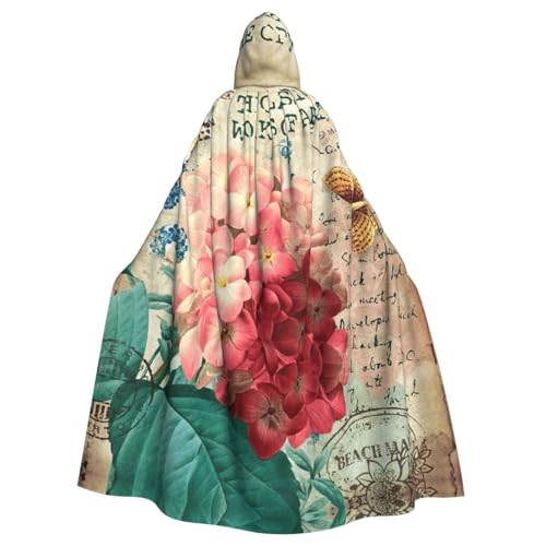 DUWAA Halloween-Kapuzenumhang mit rosa Blumendruck, volle Länge, Unisex, für Männer und Frauen, für Halloween, Cosplay DUWAA Halloween-Kapuzenumhang mit rosa Blumendruck, volle Länge, Unisex, für Männer und Frauen, für Halloween, Cosplay von DUWAA