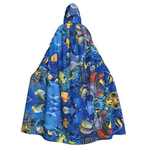DUWAA Halloween-Kapuzenumhang mit tropischen Fischen, volle Länge, Unisex, für Männer und Frauen, für Halloween, Cosplay DUWAA Halloween-Kapuzenumhang mit tropischen Fischen, volle Länge, Unisex, für Männer und Frauen, für Halloween, Cosplay von DUWAA