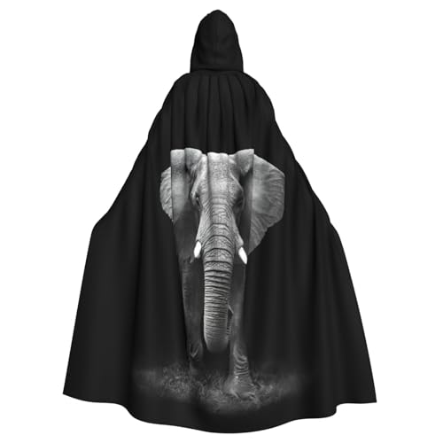 DUWAA Halloween-Umhang mit Elefantenmuster, mit Kapuze, volle Länge, Unisex, für Männer und Frauen, für Halloween, Cosplay von DUWAA