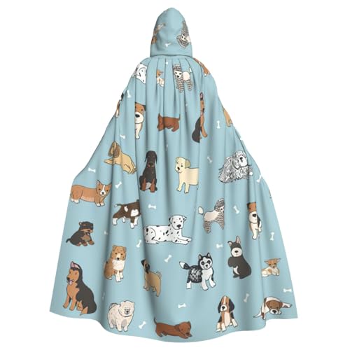 DUWAA Halloween-Umhang mit Welpenkritzelei-Druck, für Erwachsene, volle Länge, Unisex, Umhang für Männer und Frauen, für Halloween, Cosplay DUWAA Halloween-Umhang mit Welpenkritzelei-Druck, für Erwachsene, volle Länge, Unisex, Umhang für Männer und Frauen, für Halloween, Cosplay von DUWAA