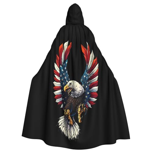 DUWAA Halloween-Umhang mit amerikanischer Adlerflagge, voller Länge, Unisex, Umhang für Männer und Frauen, für Halloween, Cosplay DUWAA Halloween-Umhang mit amerikanischer Adlerflagge, voller Länge, Unisex, Umhang für Männer und Frauen, für Halloween, Cosplay von DUWAA