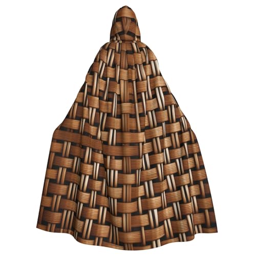 DUWAA Hexenumhang aus Weidengeflecht, gewebter Gitterdruck, Umhang mit Kapuze, Halloween-Kapuzenumhang, Zauberer-Robe, Cosplay-Kostüm für Herren von DUWAA