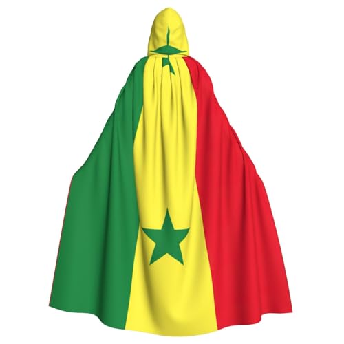 DUWAA Hexenumhang mit Flagge des Senegals, Umhang mit Kapuze, Halloween-Kapuzenumhang, Zauberer-Robe, Cosplay-Kostüm für Herren von DUWAA