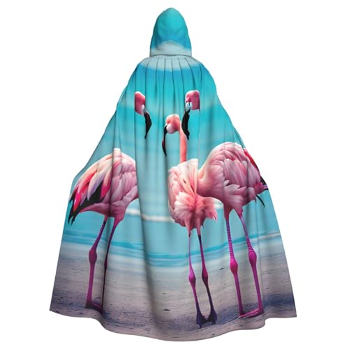 DUWAA Hexenumhang mit Flamingo-Stranddruck, Umhang mit Kapuze, Halloween-Kapuzenumhang, Zauberer-Robe, Herren, Cosplay-Kostüm DUWAA Hexenumhang mit Flamingo-Stranddruck, Umhang mit Kapuze, Halloween-Kapuzenumhang, Zauberer-Robe, Herren, Cosplay-Kostüm von DUWAA