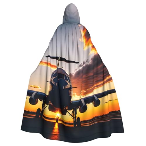 DUWAA Hexenumhang mit Flugzeug-Motiv bei Sonnenuntergang, Umhang mit Kapuze, Halloween-Kapuzenumhang, Zauberer-Robe, Cosplay-Kostüm für Herren DUWAA Hexenumhang mit Flugzeug-Motiv bei Sonnenuntergang, Umhang mit Kapuze, Halloween-Kapuzenumhang, Zauberer-Robe, Cosplay-Kostüm für Herren von DUWAA