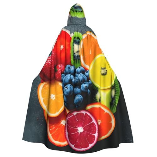 DUWAA Hexenumhang mit Frucht-Regenbogen-Druck, Umhang mit Kapuze, Halloween-Kapuzenumhang, Zauberer-Robe, Herren, Cosplay-Kostüm DUWAA Hexenumhang mit Frucht-Regenbogen-Druck, Umhang mit Kapuze, Halloween-Kapuzenumhang, Zauberer-Robe, Herren, Cosplay-Kostüm von DUWAA