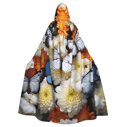 DUWAA Hexenumhang mit Kapuze, Halloween-Kapuzenumhang, Motiv: bunte Schmetterlinge, 3-teilig, Cosplay-Kostüm, Weiß DUWAA Hexenumhang mit Kapuze, Halloween-Kapuzenumhang, Motiv: bunte Schmetterlinge, 3-teilig, Cosplay-Kostüm, Weiß von DUWAA