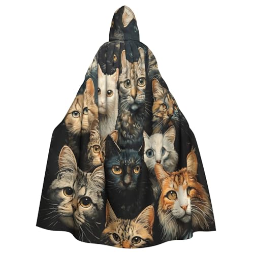 DUWAA Hexenumhang mit Katzendruck, Umhang mit Kapuze, Halloween-Kapuzenumhang, Zauberer-Robe, Herren, Cosplay-Kostüm DUWAA Hexenumhang mit Katzendruck, Umhang mit Kapuze, Halloween-Kapuzenumhang, Zauberer-Robe, Herren, Cosplay-Kostüm von DUWAA