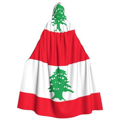 DUWAA Hexenumhang mit Libanon-Flagge, Umhang mit Kapuze, Halloween-Kapuzenumhang, Zauberer-Robe, Cosplay-Kostüm für Herren DUWAA Hexenumhang mit Libanon-Flagge, Umhang mit Kapuze, Halloween-Kapuzenumhang, Zauberer-Robe, Cosplay-Kostüm für Herren von DUWAA
