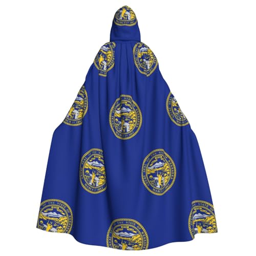 DUWAA Hexenumhang mit Nebraska-Flagge, Umhang mit Kapuze, Halloween-Kapuzenumhang, Zauberer-Robe, Cosplay-Kostüm für Herren von DUWAA