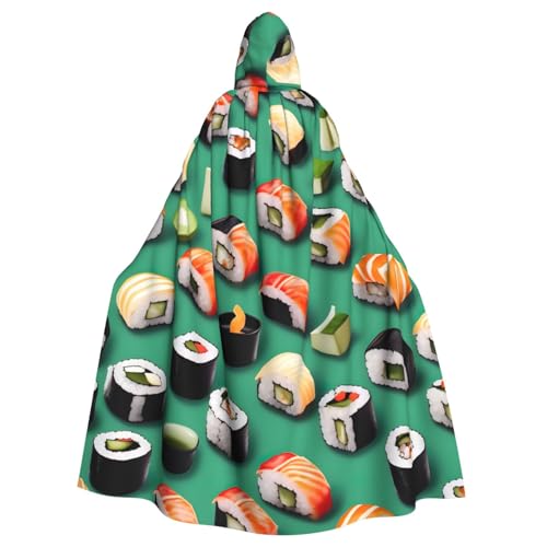 DUWAA Hexenumhang mit Sushi-Lebensmitteldruck, Umhang mit Kapuze, Halloween-Kapuzenumhang, Zauberer-Robe, Cosplay-Kostüm für Herren DUWAA Hexenumhang mit Sushi-Lebensmitteldruck, Umhang mit Kapuze, Halloween-Kapuzenumhang, Zauberer-Robe, Cosplay-Kostüm für Herren von DUWAA