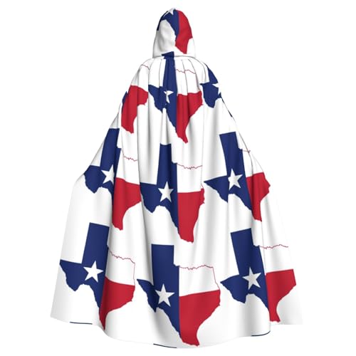 DUWAA Hexenumhang mit Texas-Staatsflagge, Umhang mit Kapuze, Halloween-Kapuzenumhang, Zauberer-Robe, Cosplay-Kostüm für Herren von DUWAA