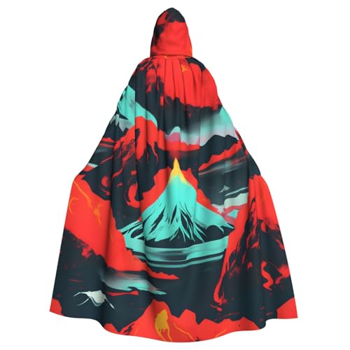 DUWAA Hexenumhang mit Vulkanblüte, Umhang mit Kapuze, Halloween-Kapuzenumhang, Zauberer-Robe, Cosplay-Kostüm für Herren von DUWAA