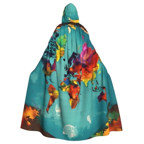 DUWAA Hexenumhang mit Weltkarten-Druck, Umhang mit Kapuze, Halloween-Kapuzenumhang, Zauberer-Robe, Herren, Cosplay-Kostüm DUWAA Hexenumhang mit Weltkarten-Druck, Umhang mit Kapuze, Halloween-Kapuzenumhang, Zauberer-Robe, Herren, Cosplay-Kostüm von DUWAA