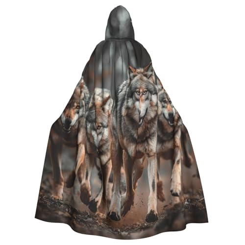 DUWAA Hexenumhang mit Wolfs-Druck, Umhang mit Kapuze, Halloween-Kapuzenumhang, Zauberer-Robe, Herren, Cosplay-Kostüm DUWAA Hexenumhang mit Wolfs-Druck, Umhang mit Kapuze, Halloween-Kapuzenumhang, Zauberer-Robe, Herren, Cosplay-Kostüm von DUWAA