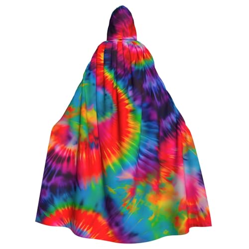 DUWAA Hexenumhang mit buntem Batikmuster, Umhang mit Kapuze, Halloween-Kapuzenumhang, Zauberer-Bademantel für Herren, Cosplay-Kostüm DUWAA Hexenumhang mit buntem Batikmuster, Umhang mit Kapuze, Halloween-Kapuzenumhang, Zauberer-Bademantel für Herren, Cosplay-Kostüm von DUWAA