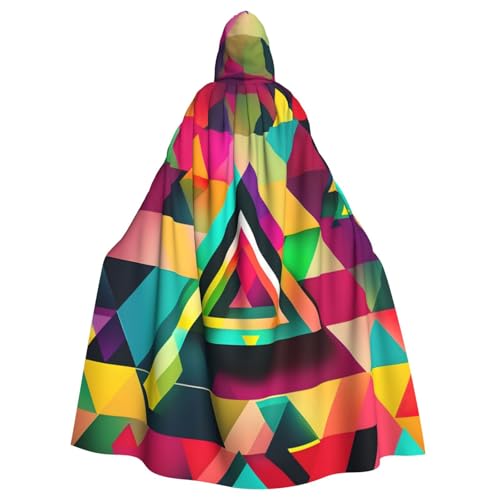 DUWAA Hexenumhang mit buntem Dreiecksmuster, Umhang mit Kapuze, Halloween-Kapuzenumhang, Zauberer-Robe, Cosplay-Kostüm für Herren DUWAA Hexenumhang mit buntem Dreiecksmuster, Umhang mit Kapuze, Halloween-Kapuzenumhang, Zauberer-Robe, Cosplay-Kostüm für Herren von DUWAA