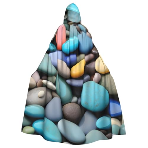 DUWAA Hexenumhang mit farbigen Kieselsteinen, Umhang mit Kapuze, Halloween-Kapuzenumhang, Zauberer-Robe, Herren, Cosplay-Kostüm von DUWAA