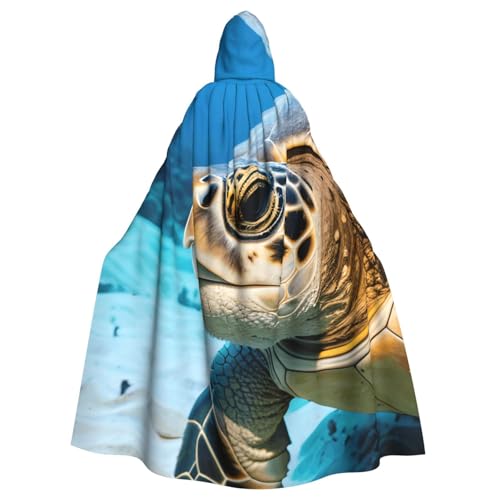 DUWAA Hexenumhang mit großer Meeresschildkröte, Umhang mit Kapuze, Halloween-Kapuzenumhang, Zauberer-Robe, Cosplay-Kostüm für Herren von DUWAA