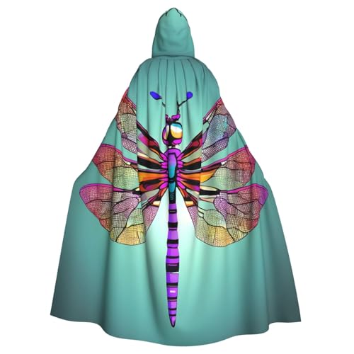 DUWAA Hexenumhang mit niedlichem Libellenmuster, Umhang mit Kapuze, Halloween-Kapuzenumhang, Zauberer-Robe, Cosplay-Kostüm für Herren von DUWAA