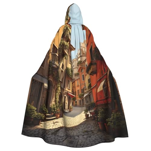 DUWAA Italienischer Hexenumhang mit Straßendruck, Umhang mit Kapuze, Halloween-Kapuzenumhang, Zauberer-Robe, Herren-Cosplay-Kostüm DUWAA Italienischer Hexenumhang mit Straßendruck, Umhang mit Kapuze, Halloween-Kapuzenumhang, Zauberer-Robe, Herren-Cosplay-Kostüm von DUWAA