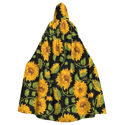 DUWAA Kapuzenumhang mit Sonnenblumen-Muster, für Erwachsene, Halloween, Unisex, für Herren und Damen, für Halloween, Cosplay DUWAA Kapuzenumhang mit Sonnenblumen-Muster, für Erwachsene, Halloween, Unisex, für Herren und Damen, für Halloween, Cosplay von DUWAA