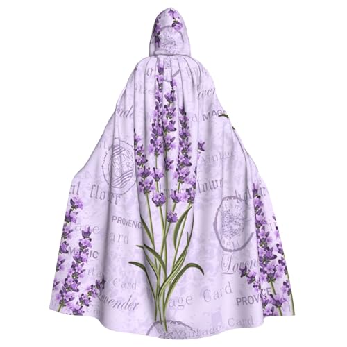 DUWAA Lavendel-Stempel-Druck, Erwachsenen-Halloween-Kapuzenumhang, volle Länge, Unisex, Umhang für Männer und Frauen, für Halloween, Cosplay DUWAA Lavendel-Stempel-Druck, Erwachsenen-Halloween-Kapuzenumhang, volle Länge, Unisex, Umhang für Männer und Frauen, für Halloween, Cosplay von DUWAA