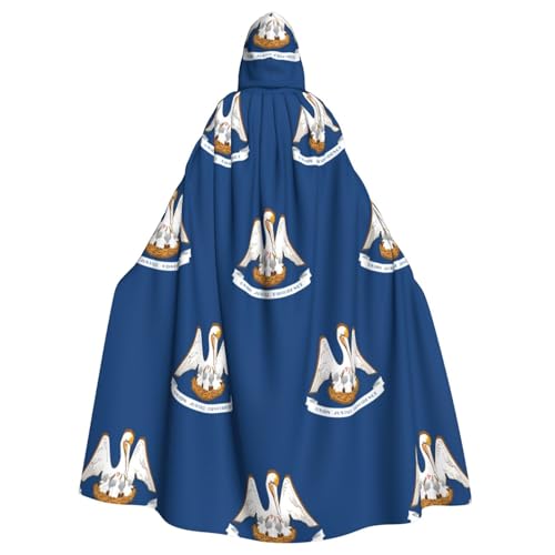 DUWAA Louisiana Hexenumhang mit Staatsflagge, Umhang mit Kapuze, Halloween-Kapuzenumhang, Zauberer-Robe, Cosplay-Kostüm für Herren von DUWAA