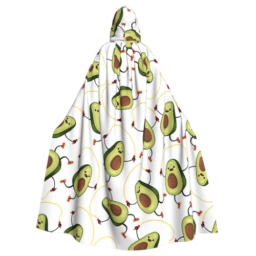 DUWAA Lustiger Cartoon-Avocado-Druck, Erwachsenen-Halloween-Kapuzenumhang, volle Länge, Unisex, Umhang für Männer und Frauen, für Halloween, Cosplay DUWAA Lustiger Cartoon-Avocado-Druck, Erwachsenen-Halloween-Kapuzenumhang, volle Länge, Unisex, Umhang für Männer und Frauen, für Halloween, Cosplay von DUWAA