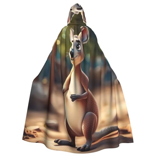DUWAA Lustiger Cartoon-Känguru-Zoo (2) Druck Hexen-Umhang mit Kapuze, Halloween-Kapuzenumhang, Zauberer-Robe, Herren, Cosplay-Kostüm von DUWAA