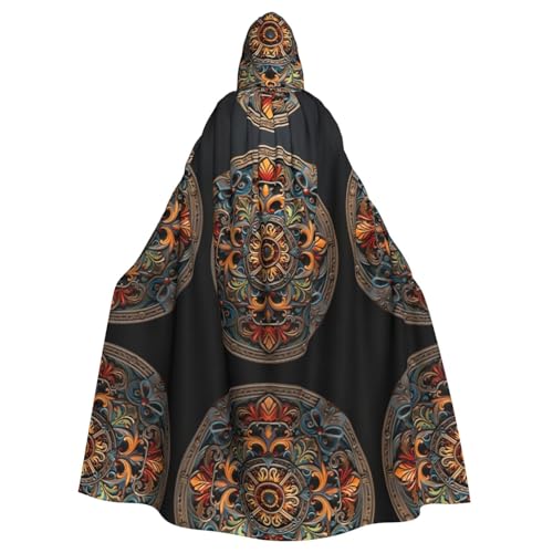 DUWAA Medaillon Multi Print Erwachsene Halloween Kapuzenumhang volle Länge Unisex Umhang für Männer Frauen für Halloween Cosplay DUWAA Medaillon Multi Print Erwachsene Halloween Kapuzenumhang volle Länge Unisex Umhang für Männer Frauen für Halloween Cosplay von DUWAA