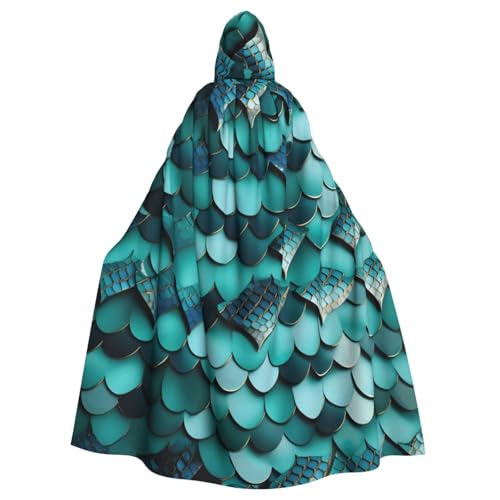 DUWAA Meerjungfrauen-Fischschuppen-Druck, 149,9 cm, Karnevals-Umhang, Unisex, Erwachsene, Kapuzenumhang für Halloween, Hexe, Vampir, Zauberer, Cosplay DUWAA Meerjungfrauen-Fischschuppen-Druck, 149,9 cm, Karnevals-Umhang, Unisex, Erwachsene, Kapuzenumhang für Halloween, Hexe, Vampir, Zauberer, Cosplay von DUWAA