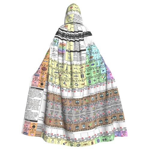 DUWAA Periodensystem der Elemente, Erwachsenen-Halloween-Kapuzenumhang, volle Länge, Unisex, Umhang für Männer und Frauen, für Halloween, Cosplay DUWAA Periodensystem der Elemente, Erwachsenen-Halloween-Kapuzenumhang, volle Länge, Unisex, Umhang für Männer und Frauen, für Halloween, Cosplay von DUWAA