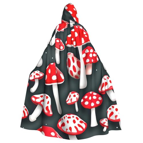 DUWAA Roter weißer Hexenumhang mit Pilzdruck, Umhang mit Kapuze, Halloween-Kapuzenumhang, Zauberer-Robe, Herren, Cosplay-Kostüm DUWAA Roter weißer Hexenumhang mit Pilzdruck, Umhang mit Kapuze, Halloween-Kapuzenumhang, Zauberer-Robe, Herren, Cosplay-Kostüm von DUWAA
