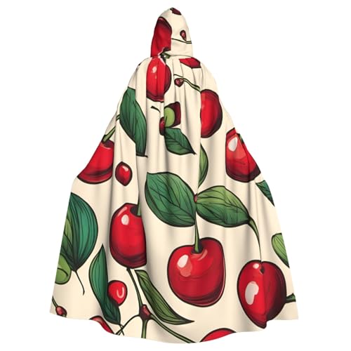 DUWAA Schöner süßer roter Kirsch-2-Druck, 149,9 cm, Karnevals-Umhang, Unisex, Erwachsene, Kapuzenumhang für Halloween, Hexe, Vampir, Zauberer, Cosplay DUWAA Schöner süßer roter Kirsch-2-Druck, 149,9 cm, Karnevals-Umhang, Unisex, Erwachsene, Kapuzenumhang für Halloween, Hexe, Vampir, Zauberer, Cosplay von DUWAA