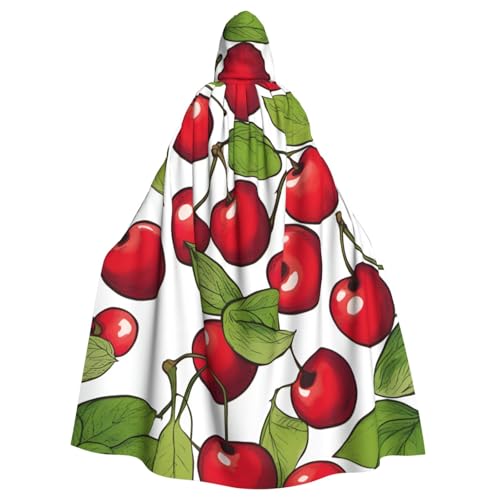 DUWAA Schöner süßer roter Kirsch-Umhang mit 3 Drucken, 149,9 cm, Unisex, Erwachsene, Kapuzenumhang für Halloween, Hexe, Vampir, Zauberer, Cosplay DUWAA Schöner süßer roter Kirsch-Umhang mit 3 Drucken, 149,9 cm, Unisex, Erwachsene, Kapuzenumhang für Halloween, Hexe, Vampir, Zauberer, Cosplay von DUWAA