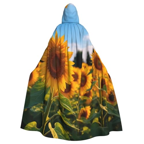 DUWAA Sonnenblumen-Garten-Druck, 150 cm, Karnevals-Umhang, Unisex, Erwachsene, Kapuzenumhang für Halloween, Hexe, Vampir, Zauberer, Cosplay DUWAA Sonnenblumen-Garten-Druck, 150 cm, Karnevals-Umhang, Unisex, Erwachsene, Kapuzenumhang für Halloween, Hexe, Vampir, Zauberer, Cosplay von DUWAA