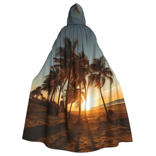 DUWAA Sonnenuntergang bunte Wolken Palme 2 Druck 150 cm Karneval Umhang Unisex Erwachsene Kapuzenumhang für Halloween, Hexe, Vampir, Zauberer, Cosplay DUWAA Sonnenuntergang bunte Wolken Palme 2 Druck 150 cm Karneval Umhang Unisex Erwachsene Kapuzenumhang für Halloween, Hexe, Vampir, Zauberer, Cosplay von DUWAA