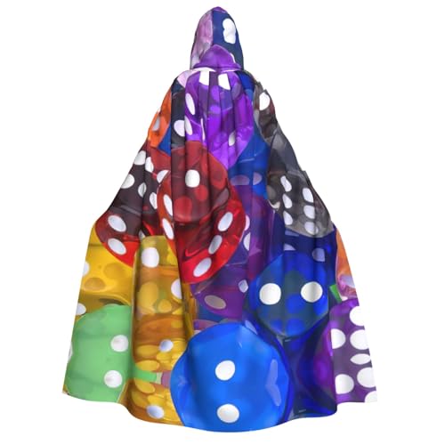 DUWAA Spiele-Würfel-Set, bedruckt, Umhang mit Kapuze, Unisex, mittelalterlicher Umhang, Zauberer, Robe, Renaissance-Umhang, Halloween-Kostüm, Cosplay von DUWAA
