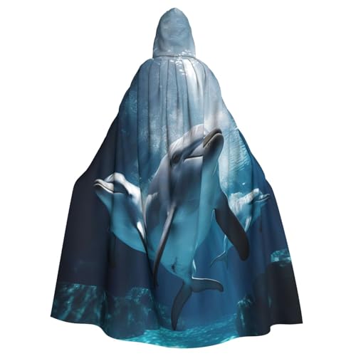 DUWAA Umhang mit Delfindruck, 150 cm, Unisex, für Erwachsene, Kapuzenumhang für Halloween, Hexe, Vampir, Zauberer, Cosplay DUWAA Umhang mit Delfindruck, 150 cm, Unisex, für Erwachsene, Kapuzenumhang für Halloween, Hexe, Vampir, Zauberer, Cosplay von DUWAA