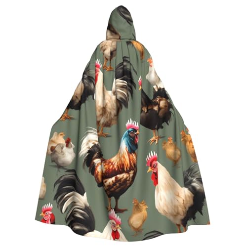 DUWAA Umhang mit Huhn und Hahn, 149,9 cm, Unisex, Erwachsene, Kapuzenumhang für Halloween, Hexe, Vampir, Zauberer, Cosplay DUWAA Umhang mit Huhn und Hahn, 149,9 cm, Unisex, Erwachsene, Kapuzenumhang für Halloween, Hexe, Vampir, Zauberer, Cosplay von DUWAA