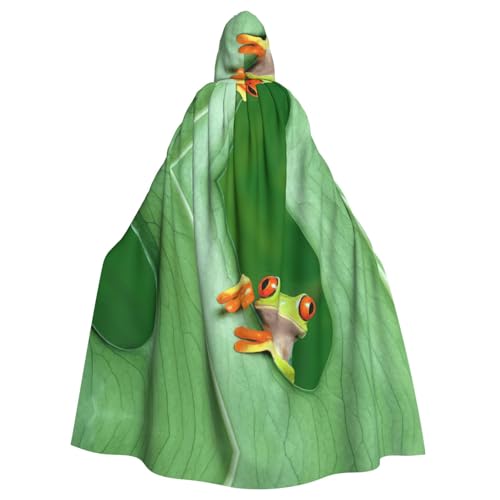 DUWAA Umhang mit Kapuze und Baumfrosch-Motiv, für Erwachsene, Halloween, Unisex, für Männer und Frauen, für Halloween, Cosplay von DUWAA