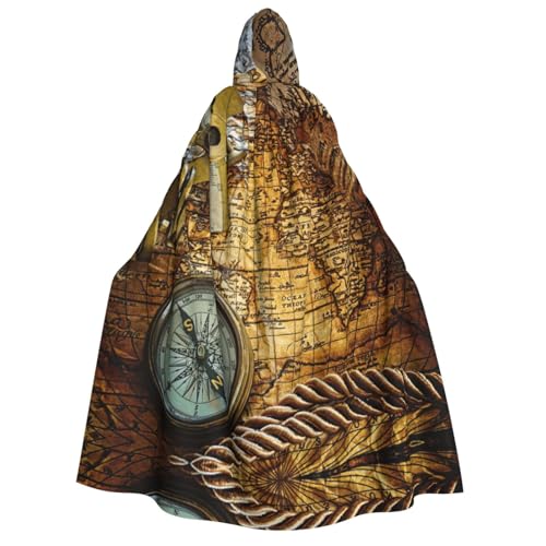DUWAA Umhang mit Kompass und alter Weltkarte, Unisex, mittelalterlicher Umhang, Zauberer-Robe, Renaissance-Umhang, Halloween-Kostüm, Cosplay DUWAA Umhang mit Kompass und alter Weltkarte, Unisex, mittelalterlicher Umhang, Zauberer-Robe, Renaissance-Umhang, Halloween-Kostüm, Cosplay von DUWAA