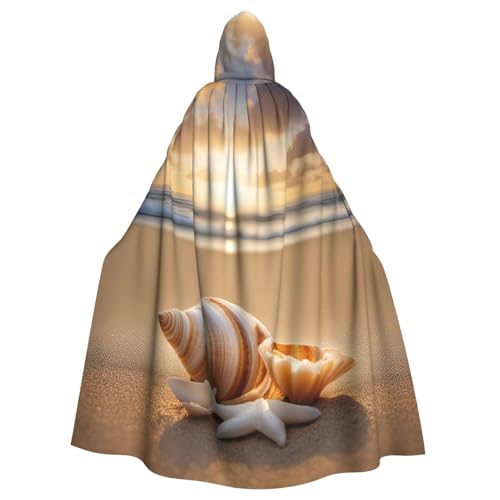 DUWAA Umhang mit Muschellandschaft am Strand, 149,9 cm, Unisex, mit Kapuze, für Halloween, Hexe, Vampir, Zauberer, Cosplay DUWAA Umhang mit Muschellandschaft am Strand, 149,9 cm, Unisex, mit Kapuze, für Halloween, Hexe, Vampir, Zauberer, Cosplay von DUWAA