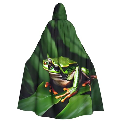 DUWAA Umhang mit Tierfrosch und grünen Blättern, 150 cm, Karnevals-Umhang, Unisex, Erwachsene, Kapuzenumhang für Halloween, Hexe, Vampir, Zauberer, Cosplay DUWAA Umhang mit Tierfrosch und grünen Blättern, 150 cm, Karnevals-Umhang, Unisex, Erwachsene, Kapuzenumhang für Halloween, Hexe, Vampir, Zauberer, Cosplay von DUWAA