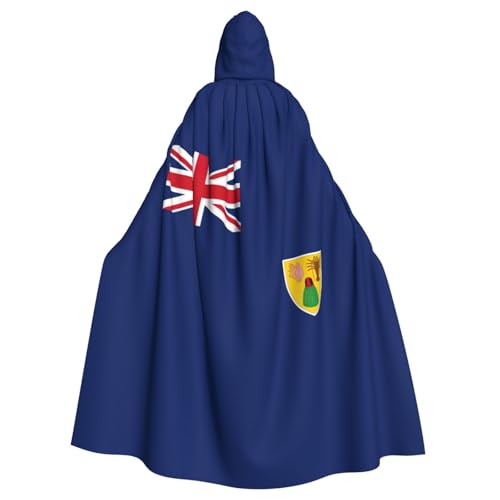 DUWAA Umhang mit der Flagge der Turks- und Caicosinseln, Erwachsenen-Halloween-Kapuzenumhang, volle Länge, Unisex, Umhang für Männer und Frauen, für Halloween, Cosplay DUWAA Umhang mit der Flagge der Turks- und Caicosinseln, Erwachsenen-Halloween-Kapuzenumhang, volle Länge, Unisex, Umhang für Männer und Frauen, für Halloween, Cosplay von DUWAA