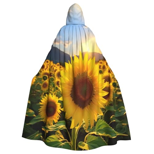 DUWAA Umhang mit gelben Sonnenblumen, 150 cm, Unisex, für Erwachsene, Kapuzenumhang für Halloween, Hexe, Vampir, Zauberer, Cosplay DUWAA Umhang mit gelben Sonnenblumen, 150 cm, Unisex, für Erwachsene, Kapuzenumhang für Halloween, Hexe, Vampir, Zauberer, Cosplay von DUWAA
