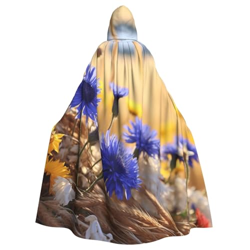 DUWAA Umhang mit wilden Blumen und Kornblumen, Gänseblümchen, 150 cm, Unisex, Erwachsene, Kapuzenumhang für Halloween, Hexe, Vampir, Zauberer, Cosplay DUWAA Umhang mit wilden Blumen und Kornblumen, Gänseblümchen, 150 cm, Unisex, Erwachsene, Kapuzenumhang für Halloween, Hexe, Vampir, Zauberer, Cosplay von DUWAA